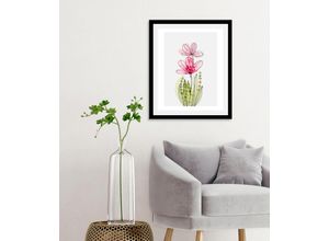 4067437336894 - Bild QUEENCE Fairy Bilder Gr B H 50 cm x 70 cm Wandbild Blumen Hochformat 1 St bunt (rosa pink grün) Kunstdrucke gerahmt