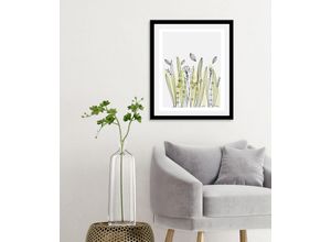 4067437336955 - Bild QUEENCE Fila Bilder Gr B H 50 cm x 70 cm Wandbild Blumen Hochformat 1 St grün Kunstdrucke gerahmt