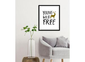 4067437345230 - Bild QUEENCE Young Wild Free Bilder Gr B H 50 cm x 70 cm Wandbild Stadt Hochformat 1 St schwarz Kunstdrucke gerahmt