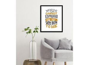 4067437345384 - Bild QUEENCE Espresso Bean Bilder Gr B H 50 cm x 70 cm Wandbild Schriftzüge Hochformat 1 St gelb Kunstdrucke gerahmt