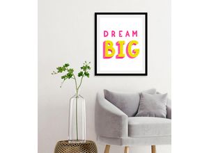 4067437345414 - Bild QUEENCE Dream Big Bilder Gr B H 50 cm x 70 cm Wandbild Schriftzüge Hochformat 1 St pink Kunstdrucke gerahmt