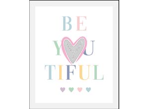 4067437346770 - Bild QUEENCE Be-You-Tiful Bilder Gr B H 50 cm x 70 cm Wandbild Schriftzüge Hochformat 1 St rosa Kunstdrucke gerahmt