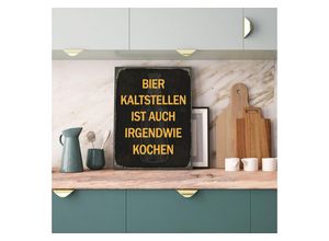 4067437731842 - Metallbild QUEENCE Bier kaltstellen Spruch Stahlschild Blechschild Bilder Gr B H T 20 cm x 30 cm x 02 cm 1 St schwarz Metallbilder 20x30x02cm - mit 4 Lochbohrung