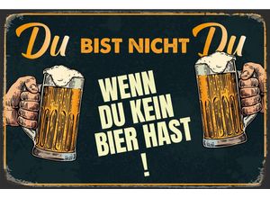 4067437731880 - Metallbild QUEENCE Bier Spruch Stahlschild Blechschild Bilder Gr B H T 20 cm x 30 cm x 02 cm 1 St schwarz Metallbilder 20x30x02cm - mit 4 Lochbohrung