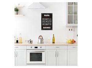 4067437731903 - Metallbild QUEENCE Papa Grillmeister Spruch Stahlschild Blechschild Bilder Gr B H T 20 cm x 30 cm x 02 cm 1 St schwarz Metallbilder 20x30x02cm - mit 4 Lochbohrung