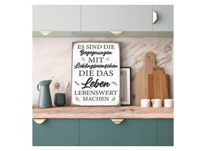 4067437731910 - Metallbild QUEENCE Begegnungen Spruch Stahlschild Blechschild Bilder Gr B H T 20 cm x 30 cm x 02 cm 1 St weiß Metallbilder 20x30x02cm - mit 4 Lochbohrung