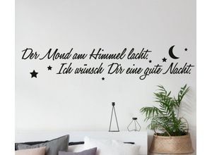 4067437735017 - QUEENCE Wandtattoo Der Mond am Himmel lacht Wandtattoos hohe Klebkraft Gr B H 120 cm x 30 cm Schrift-Mond grau (dunkelgrau) Wandtattoos Sprüche