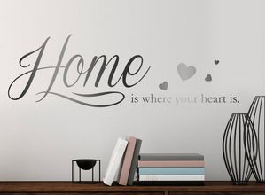 4067437735055 - QUEENCE Wandtattoo Home is where your heart is Wandtattoos 120 x 30 cm Gr Schriftzug grau (dunkelgrau) Wandtattoos Sprüche