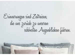 4067437735093 - QUEENCE Wandtattoo Erinnerungen sind Zeitreisen… Wandtattoos hohe Klebkraft Gr B H 120 cm x 40 cm Schrift-Buddha grau (dunkelgrau) Wandtattoos Sprüche