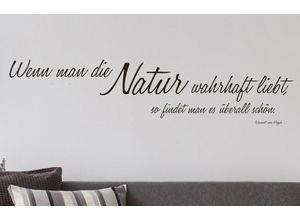 4067437735116 - QUEENCE Wandtattoo Wenn man die Natur… Wandtattoos hohe Klebkraft Gr B H 118 cm x 26 cm Vincent Van Gogh-Schrift grau (dunkelgrau) Wandtattoos Sprüche