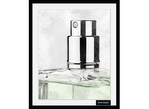 4067437735864 - Bild mit Rahmen BRUNO BANANI Parfüm - Gerahmter Digitaldruck - Wandbild grün (farbe rahmen schwarz farbe bild(er) grün) B50cm H70cm Acrylglas Holz Bilder Holzrahmen - Dekoration