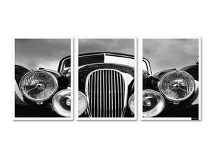 4067437736632 - Bild mit Rahmen BRUNO BANANI Oldtimer - Gerahmter Digitaldruck Wandbild Bilder Gr B H 30 cm x 40 cm Wandbild-Set Hochformat 1 St grau (grau weiß schwarz) Bilder mit Rahmen 3x 30x40 cm - Holzrahmen Dekoration Weißer Triptychon