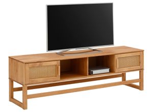 4067474566735 - Lowboard HOME AFFAIRE Linz Sideboards Gr B H T 160 cm x 50 cm x 40 cm gelb (honigfarben) Lowboards Rattangeflecht auf den Türfronten aus Massivholz zwei Farbvarianten