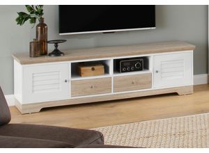 4067474593243 - Lowboard HOME AFFAIRE Ramon Sideboards Gr B H T 160 cm x 45 cm x 35 cm 2 St weiß (weiß eiche) Kommode mit schönen Metallgriffen und Jalousine Türen