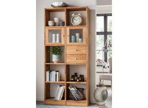 4067474672559 - Standregal HOME AFFAIRE Regale Gr B H T 92 cm x 202 cm x 34 cm 7 St offene Fächer beige (naturfarben) Bücherwand Regal Regalsystem Standregal Regalsysteme Regale aus massiver Wildeiche mit vielen Stauraummöglichkeiten Höhe 202 cm