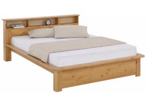 4067474808248 - Bett HOME AFFAIRE KERO BESTSELLER Stauraum im Kopfteil Betten Gr Liegefläche B L 140 cm x 200 cm kein Härtegrad gelb (honigfarben) Home Affaire zertifiziertes Massivholz (Kiefer) optional mit Schublade