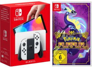 4067475993318 - NINTENDO SWITCH Spielekonsole OLED + Pokemon Purpur Spielekonsolen weiß Switch