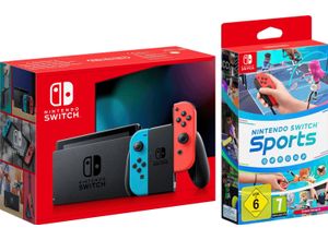 4067475993554 - NINTENDO SWITCH Konsolen-Set Spielekonsolen inkl Switch Sports bunt (neonrot neonblau) Switch