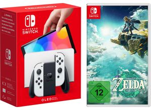 4067475993929 - NINTENDO SWITCH Konsolen-Set OLED + The Legend of Zelda Tears the Kingdom Spielekonsolen schwarz-weiß (weiß schwarz) Switch