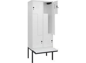 4067521115015 - Z-Spind Classic PLUS Sitzbank 2 Abteile verkehrsweiß B 800 mm Sicherheits-Drehriegel auskragend Kunststoff C+P