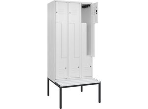 4067521119969 - Z-Spind Classic PLUS Sitzbank 3 Abteile verkehrsweiß B 900 mm Zylinderschloss untergebaut Kunststoff C+P