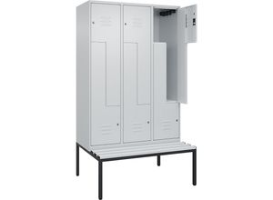 4067521120514 - Z-Spind Classic PLUS Sitzbank 3 Abteile lichtgrau B 1200 mm Zylinderschloss untergebaut Kunststoff C+P