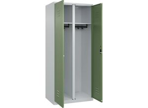 4067521330999 - Schwarz-Weiß-Spind Classic PLUS 1 Abteil lichtgrau   resedagrün HxB 1950 x 800 mm mit Bodengleitern Zylinderschloss C+P