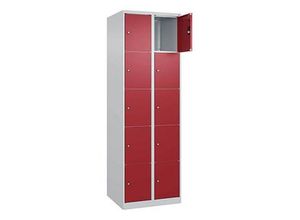 4067521350584 - Schließfachschrank Classic Plus lichtgrau rubinrot 080000-205 S10001 10 Schließfächer 600 x 500 x 1850 cm 4067521350584 CP