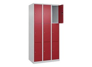 4067521351772 - Schließfachschrank Classic Plus lichtgrau rubinrot 080000-303 S10001 6 Schließfächer 900 x 500 x 1850 cm 4067521351772 CP