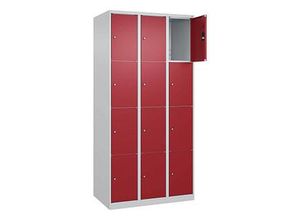 4067521351901 - Schließfachschrank Classic Plus lichtgrau rubinrot 080000-304 S10001 12 Schließfächer 900 x 500 x 1850 cm 4067521351901 C+P