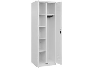 4067521423967 - Putzmittelspind Classic PLUS 1 Abteil Trennwand mittig verkehrsweiß B 600 mm mit Bodengleitern Zylinderschloss C+P