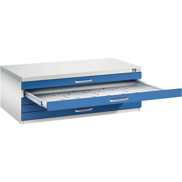 4067521471883 - Zeichnungsschrank DIN A1 5 Schubladen Höhe 420 mm lichtgrau   enzianblau C+P
