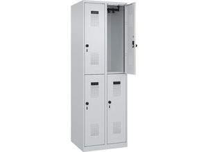 4067521940785 - Doppelstock-Spind Evolo PLUS 2 Abteile lichtgrau B 600 mm mit Bodengleitern Drehriegel C+P