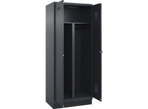 4067521944103 - Schwarz-Weiß-Spind Evolo PLUS 1 Abteil Trennwand verkürzt grau B 800 mm mit Bodensockel Sicherheits-Drehriegel kaiserkraft