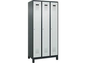 4067521991367 - Kleiderspind Evolo Plus 3 Abteile Anschlag rechts Zylinderschloss B 900 x T 500 x H 1950 mm anthrazitgrau lichtgrau