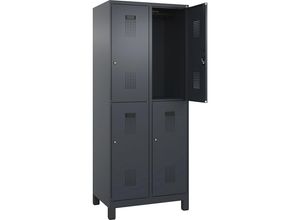 4067521996577 - Doppelstock-Spind Evolo PLUS 2 Abteile grau B 800 mm mit breiten Füßen Zylinderschloss C+P