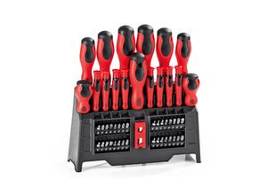 4067522012214 - EASYmaxx Schraubendreher- & Bitsatz-Set 50-tlg rot schwarz mit Ständer