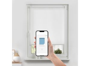 4067533004369 - Rollo ORIGINAL Klemmfix ohne Bohren Gr 1 weiß (weiß weiß weiß) B110cm H190cm Polyester Rollos Steuerbar mit Bluetooth-App integrierter Elektromotor und Akku