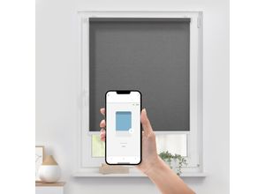4067533004512 - Rollo ORIGINAL Klemmfix ohne Bohren Gr 1 grau (grau weiß weiß) B110cm H190cm Polyester Rollos Steuerbar mit Bluetooth-App integrierter Elektromotor und Akku