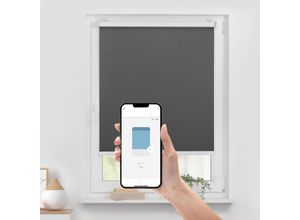 4067533006523 - Rollo ORIGINAL Klemmfix ohne Bohren Gr 1 grau (grau weiß weiß) B60cm H190cm Polyester Rollos Steuerbar mit Bluetooth-App integrierter Elektromotor und Akku