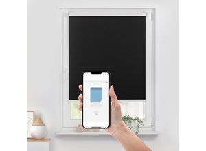 4067533006912 - Rollo ORIGINAL Klemmfix ohne Bohren Gr 1 schwarz (schwarz weiß weiß) B110cm H190cm Polyester Rollos Steuerbar mit Bluetooth-App integrierter Elektromotor und Akku