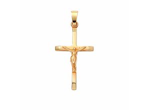 4067551006437 - Kette mit Anhänger ADELIA´S 375 Gold Kreuz Korpus Halsketten goldfarben (gold) Damen Ketten mit Anhänger Schmuckset - Set Halskette