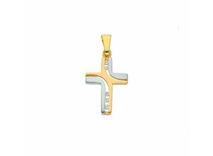 4067551009261 - Kette ohne Anhänger ADELIA´S 585 Gold Kreuz mit Zirkonia Halsketten Gr Gelbgold 585 goldfarben (gold) Damen Ketten ohne Anhänger Schmuckset - Set mit Halskette