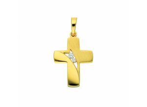 4067551012445 - Kette mit Anhänger ADELIA´S 333 Gold Kreuz Zirkonia Halsketten Gr Gelbgold 333 goldfarben (gold) Damen Ketten mit Anhänger Schmuckset - Set Halskette