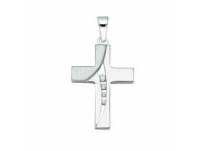 4067551012896 - Kette mit Anhänger ADELIA´S 925 Silber Kreuz Zirkonia Halsketten Gr Silber 925 (Sterlingsilber) silberfarben (silber) Damen Ketten mit Anhänger Schmuckset - Set Halskette