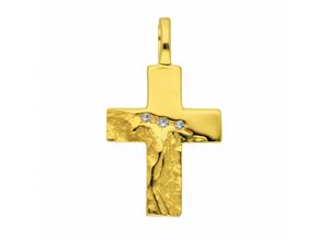 4067551012940 - Kette mit Anhänger ADELIA´S 333 Gold Kreuz Zirkonia Halsketten Gr Gelbgold 333 goldfarben (gold) Damen Ketten mit Anhänger Schmuckset - Set Halskette