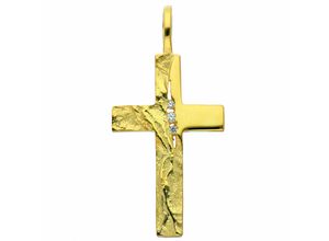 4067551012957 - Kette mit Anhänger ADELIA´S 333 Gold Kreuz Zirkonia Halsketten Gr Gelbgold 333 goldfarben (gold) Damen Ketten mit Anhänger Schmuckset - Set Halskette