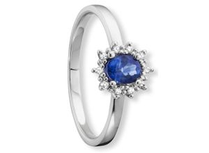 4067551031453 - Diamantring 005 ct Diamant Brillant Safir Ring aus 585 Weißgold Fingerringe Gr 48 mit Diamant Weißgold 585-Diamanten silberfarben (silber) Damen Diamantringe Gold Schmuck