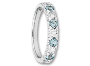 4067551164717 - Silberring Zirkonia & Blau Topas Ring aus 925 Silber Fingerringe Gr 52 mit Zirkonia Silber 925 (Sterlingsilber) silberfarben (silber) Damen Silber Schmuck