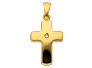 4067551386539 - Ketten-Anhänger ADELIA´S 585 Gold Kreuz Anhänger Schmuckanhänger Gr 0008 ct VVS = sehr sehr kleine Einschlüsse mit Diamant Gelbgold 585 goldfarben (gold) Damen Anhänger mit Diamant Goldschmuck für & Herren